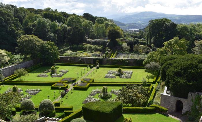 Walled Formal gardens. A view from the Main Hall